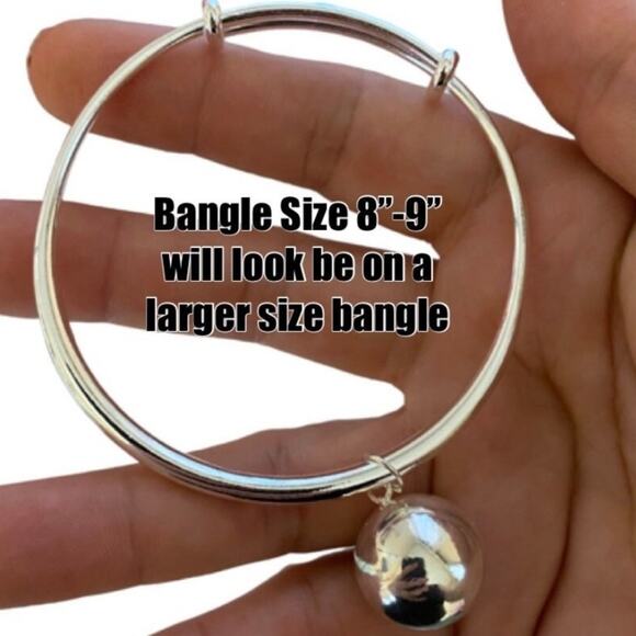 Drop Ball Sterling Silver Bangle Bracelet Various Sizes - Picture 6 of 16